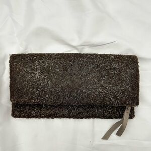 Banana Republic Dark Brown Beaded Clutch